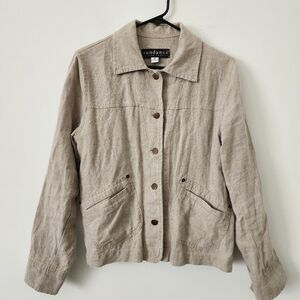 Sundance Button Front Linen Jacket Size P (Small)